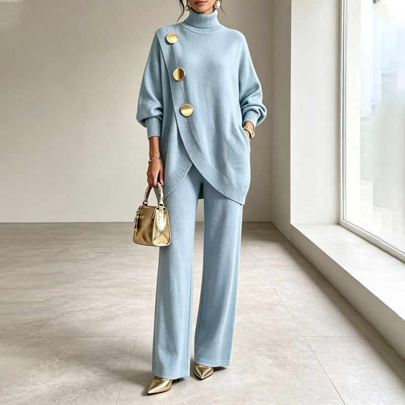 Honor – Knit Polo Neck and Wide-Leg Trouser Set