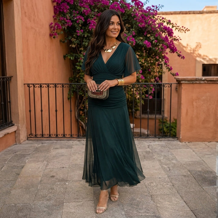 Aoife – Ruched Wrap Maxi Dress