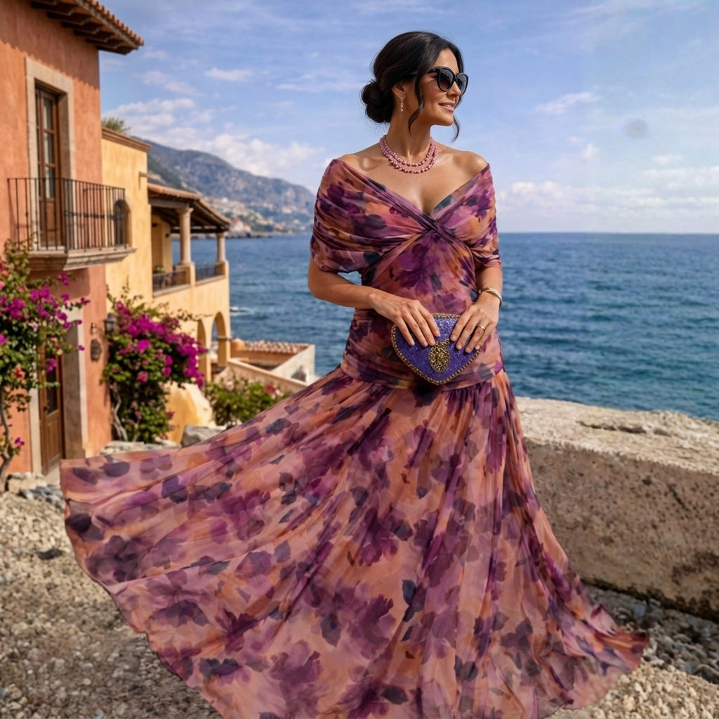 Aoife – Ruched Wrap Maxi Dress