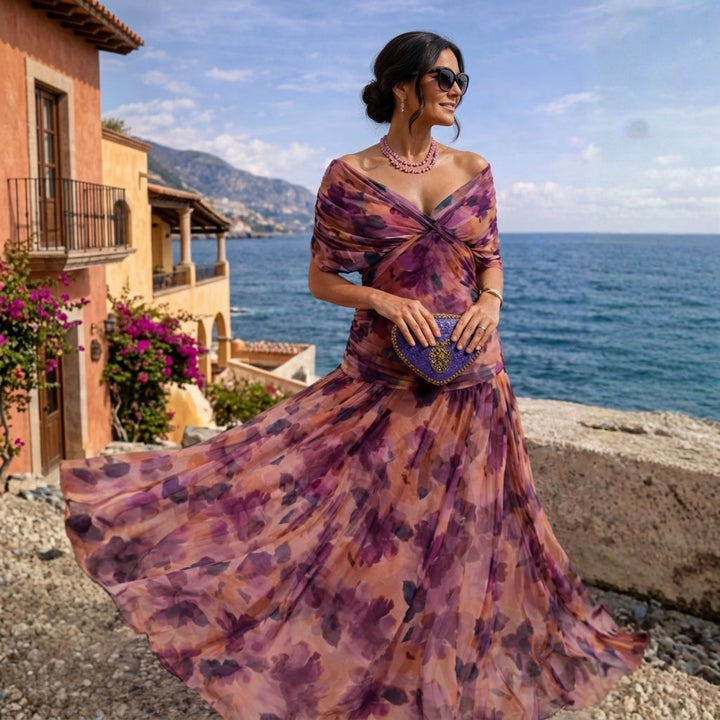 Aoife – Ruched Wrap Maxi Dress
