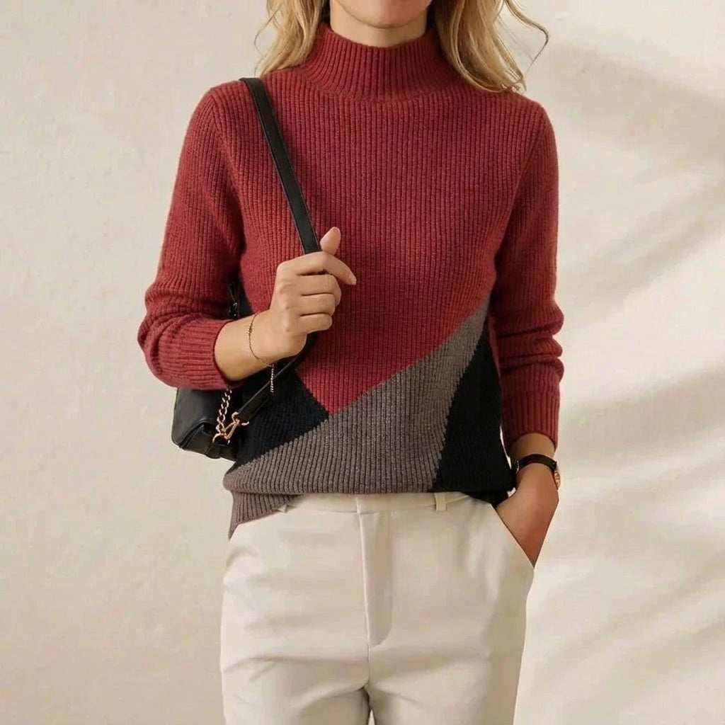 Doreen – Colour-Block Turtleneck Knit Jumper